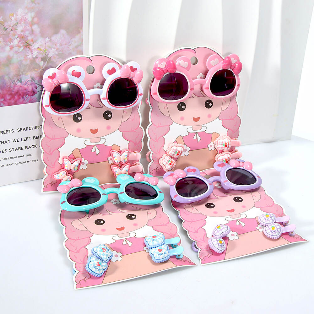 New cartoon girl sunglasses children's glasses sunglasses hair clip suit cute jewelry factory direct sales
