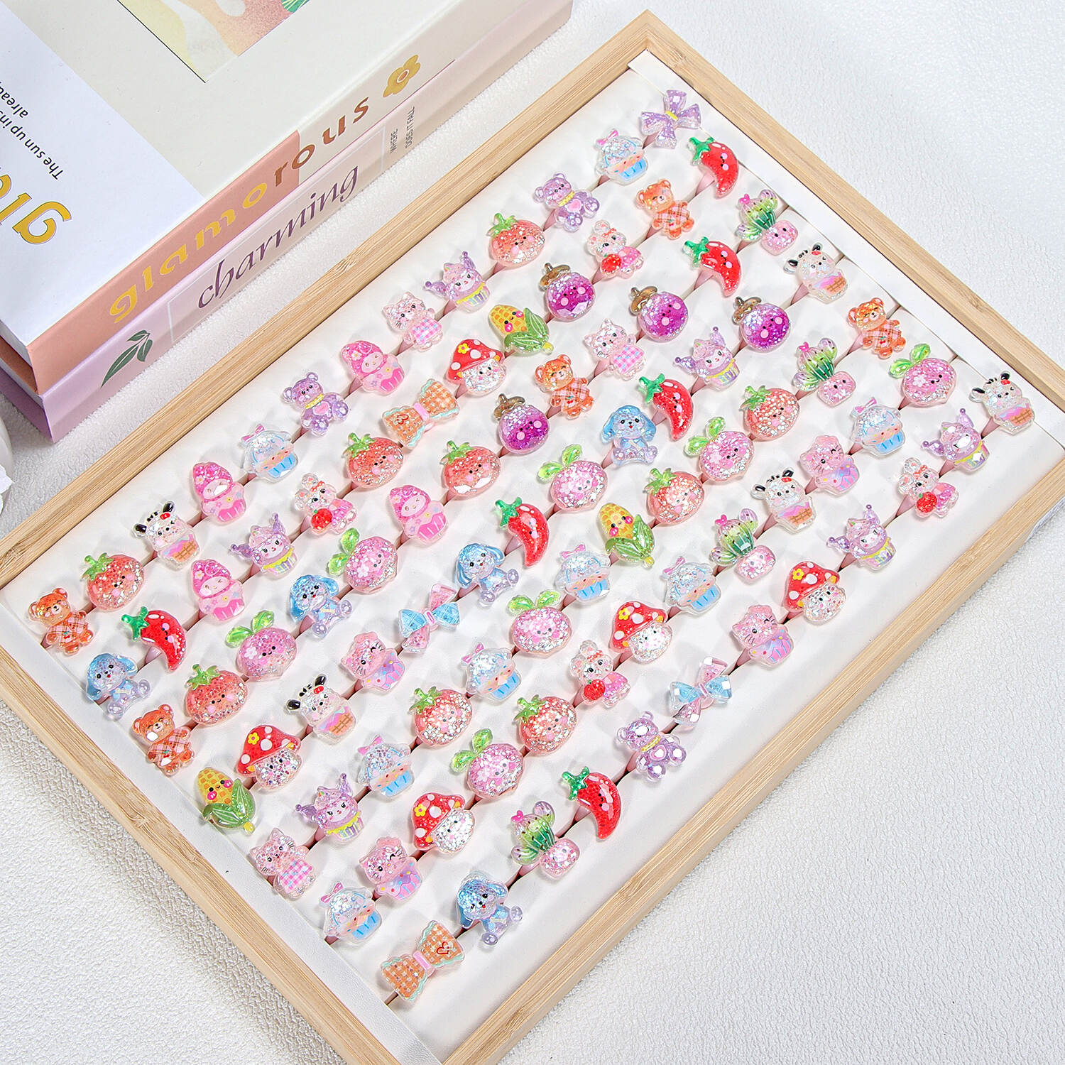 Children's Ring Girl Baby Princess Kindergarten Birthday Gift Cartoon Little Ring Girl Love Jewelry Gift Box