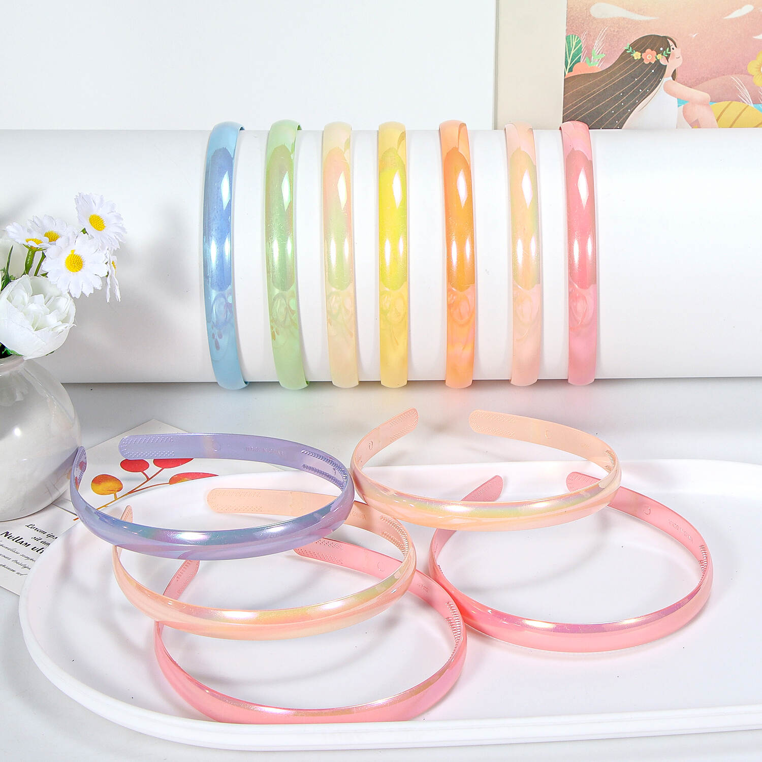Korean version of clean face hairband acrylic plastic headband simple plastic web celebrity hair card anti-slip thin edge wide