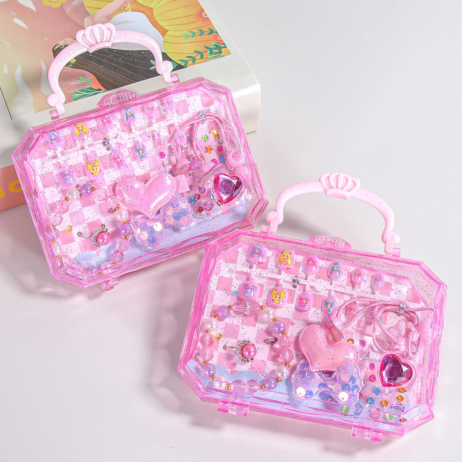 Children's jewelry gift box DIY beaded bracelet necklace ring set box girl gift June 1st jewelry gift set