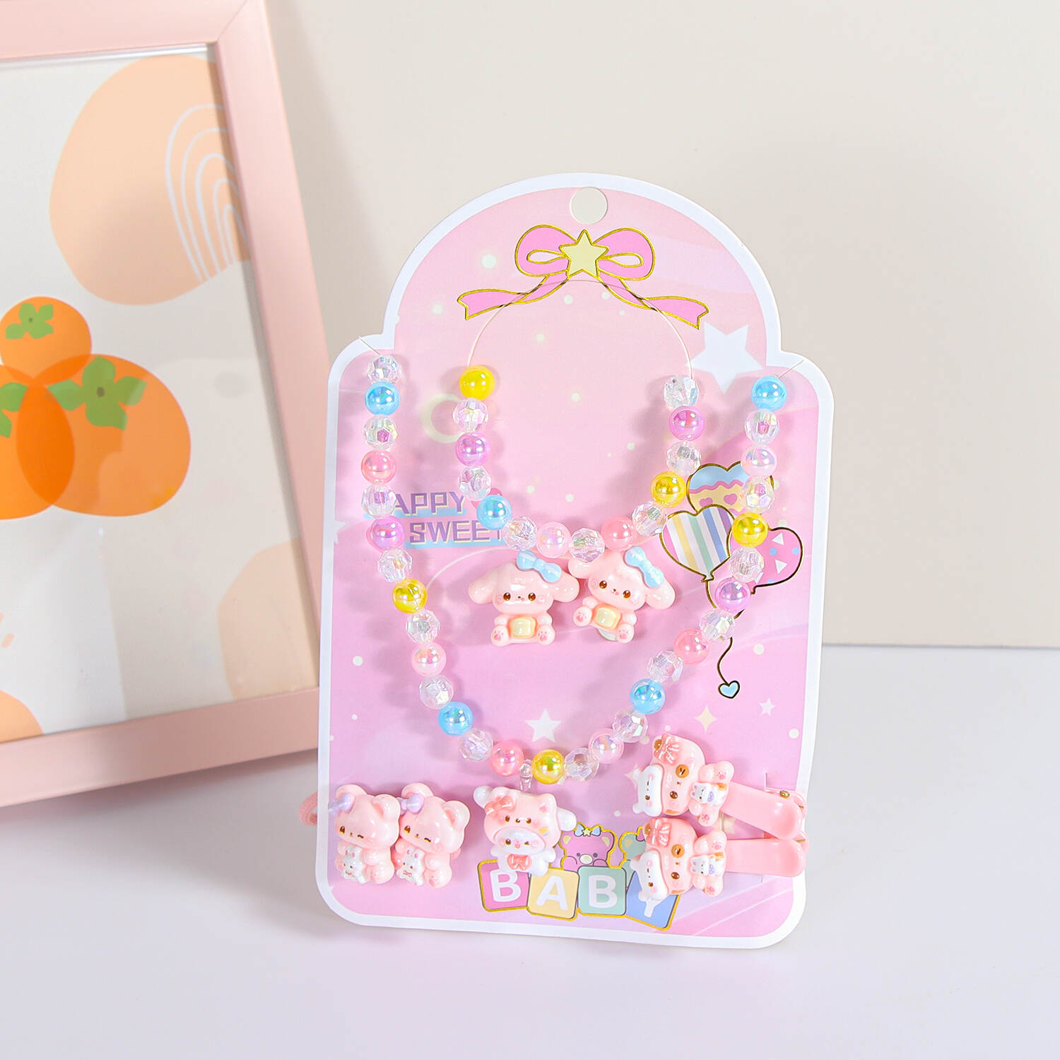 Children's necklaces, girls' jewelry, ear clips, little girl's earrings, Kuromi ear piercings, baby painless princess jewelry