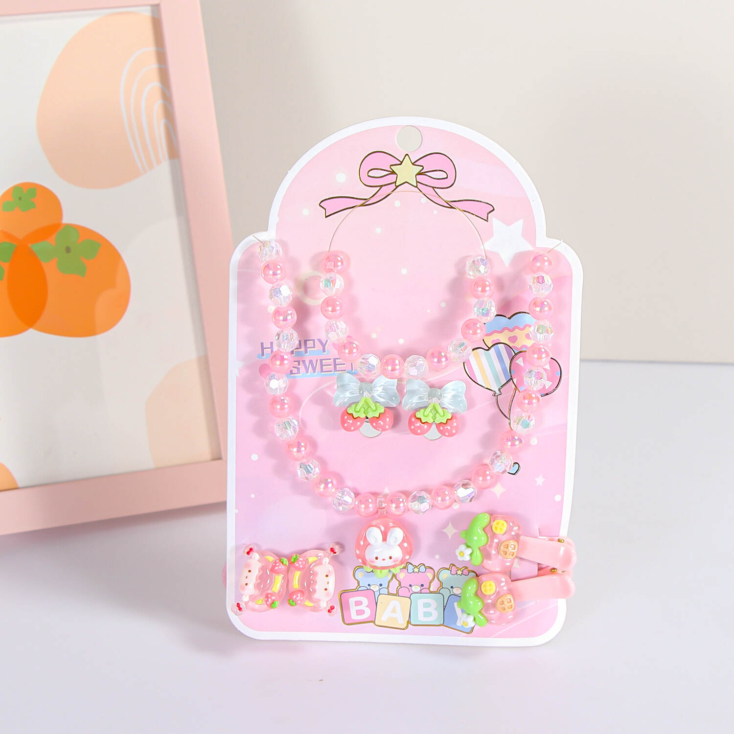 Children's necklaces, girls' jewelry, ear clips, little girl's earrings, Kuromi ear piercings, baby painless princess jewelry