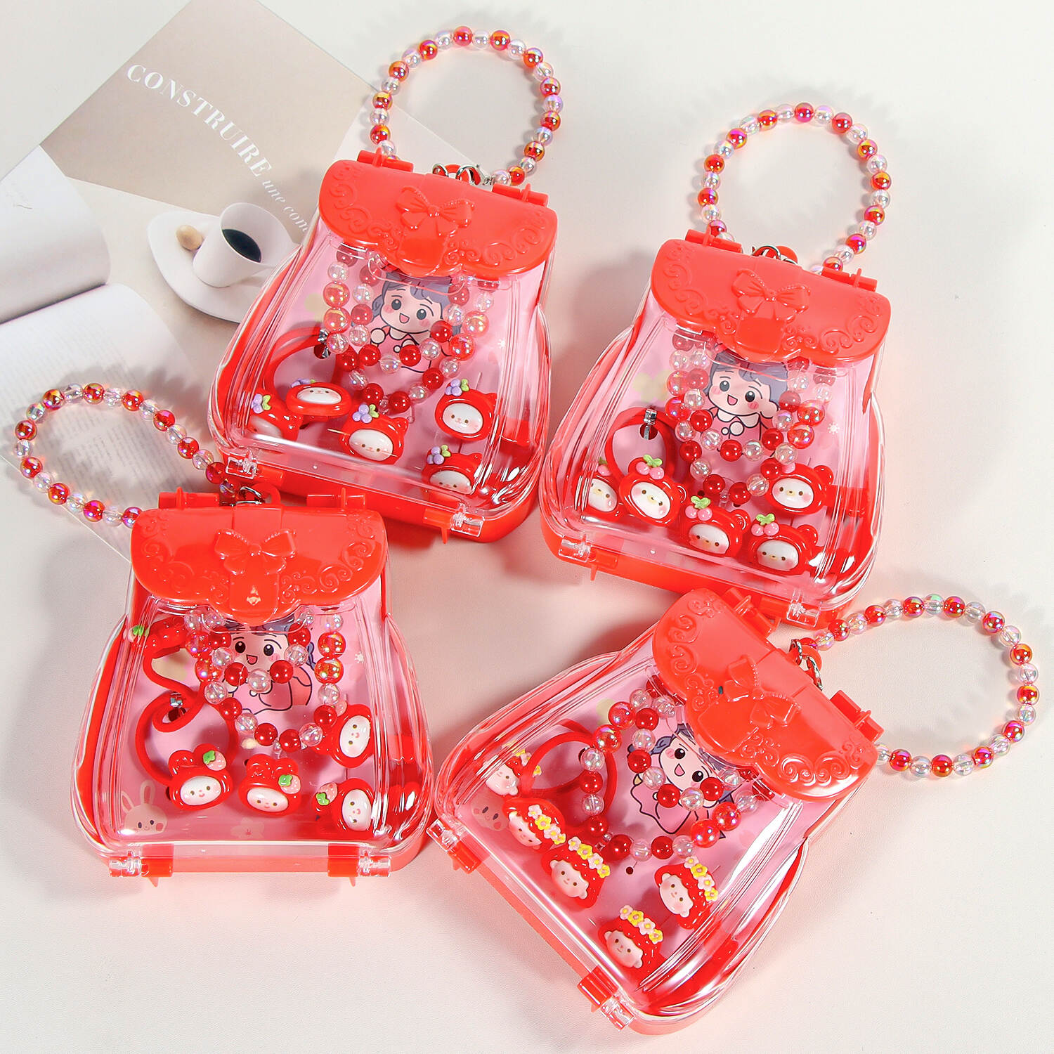 Children's jewelry gift box DIY beaded bracelet necklace ring set box girl gift June 1st jewelry gift set