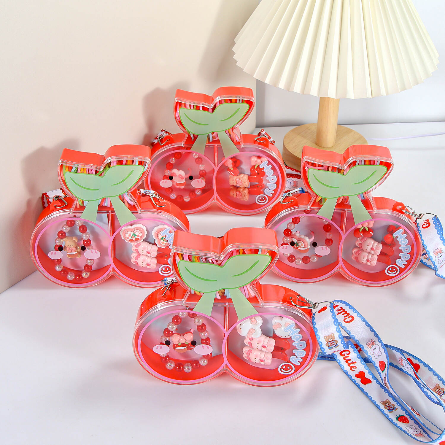 Children's necklace earring set crystal resin girl decoration girl princess handbag set jewelry