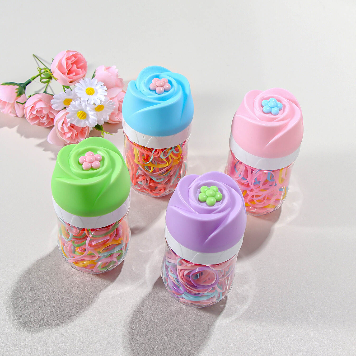 Disposable Colorful Thickened Children Hair Rubber Band Daisy Bottled Fashion Style Hair Accessories for Kids-copy