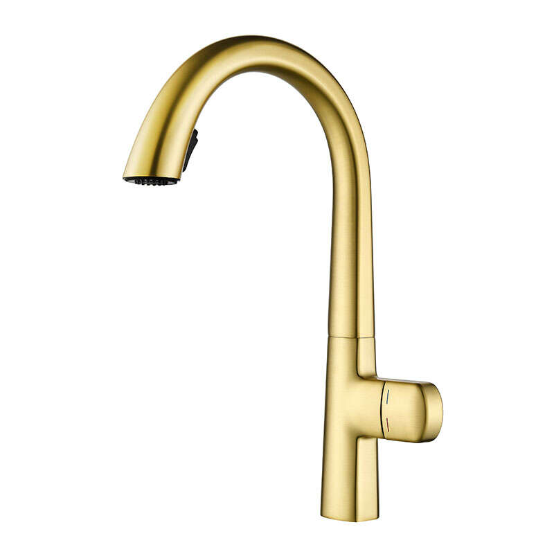 Pull out kitchen sink brass faucet 360 degree rotation hot and cold faucet-241064SJ