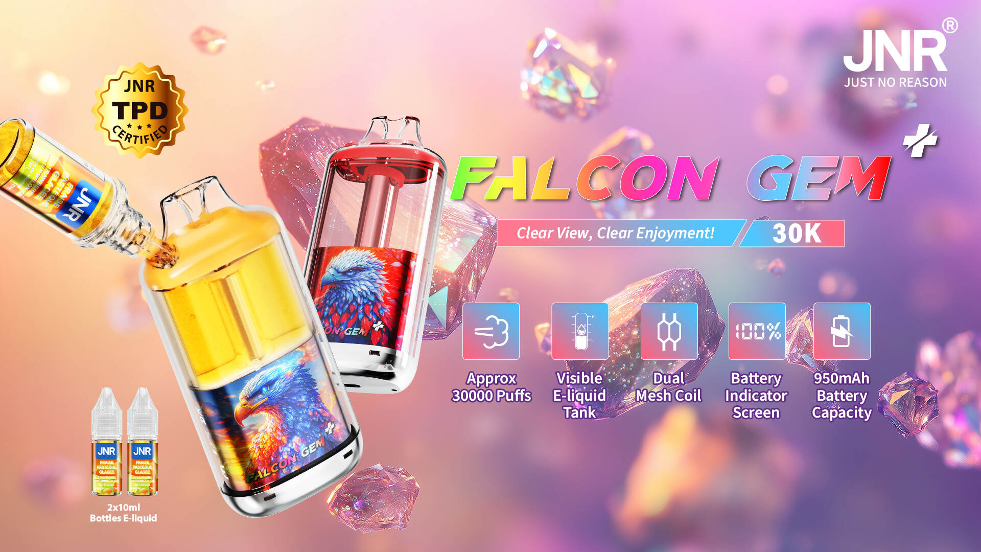 JNR Falcon GEM⁺ Refillable Pod Vape: Built for Endurance, Designed for Ease