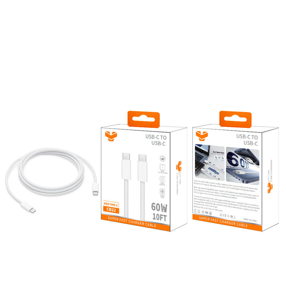 Vitog 60W USB-C to USB-C Cable 10FT CB22