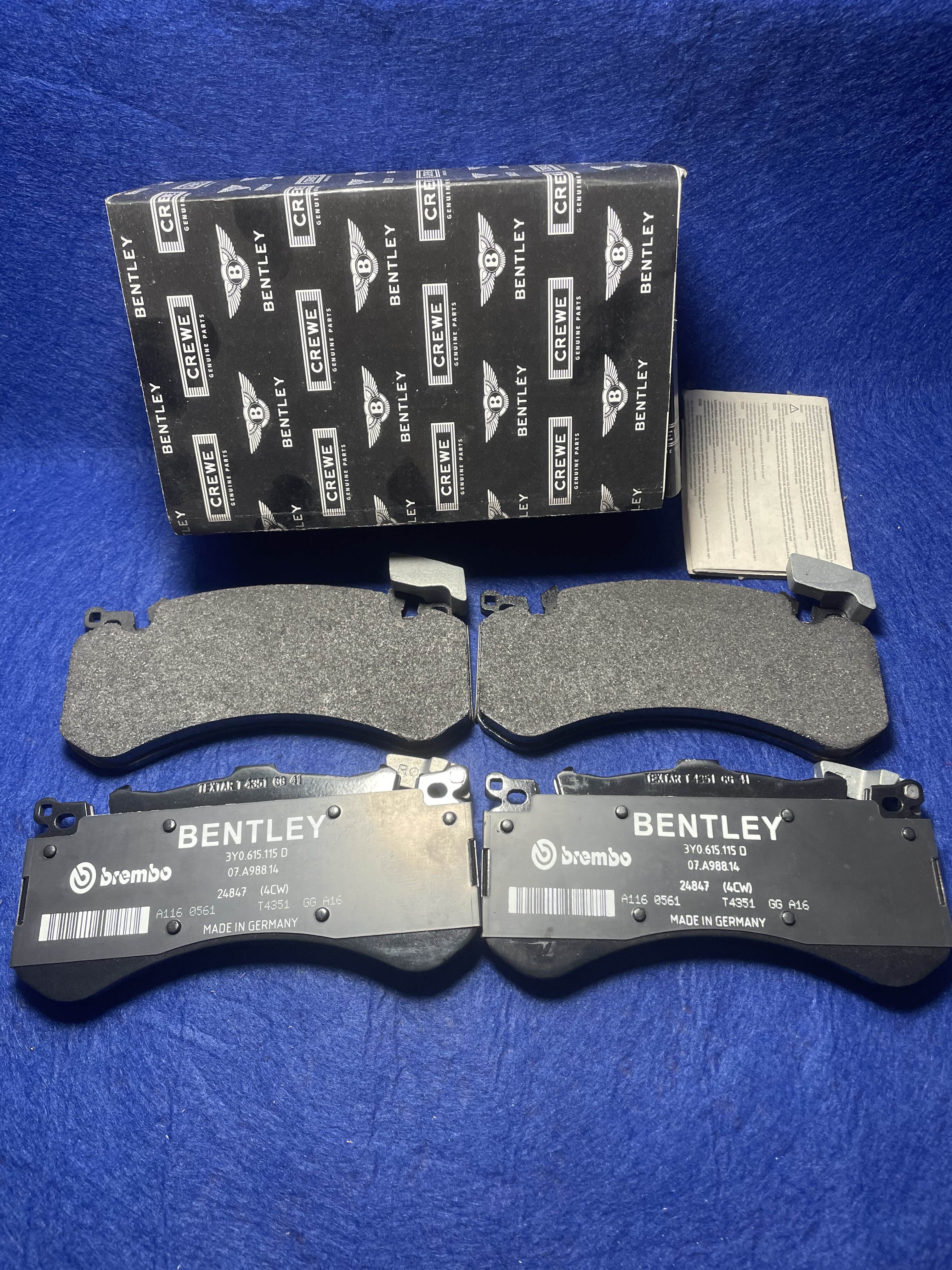 Bentley Mu Shang  Brake pads  3Y0698151