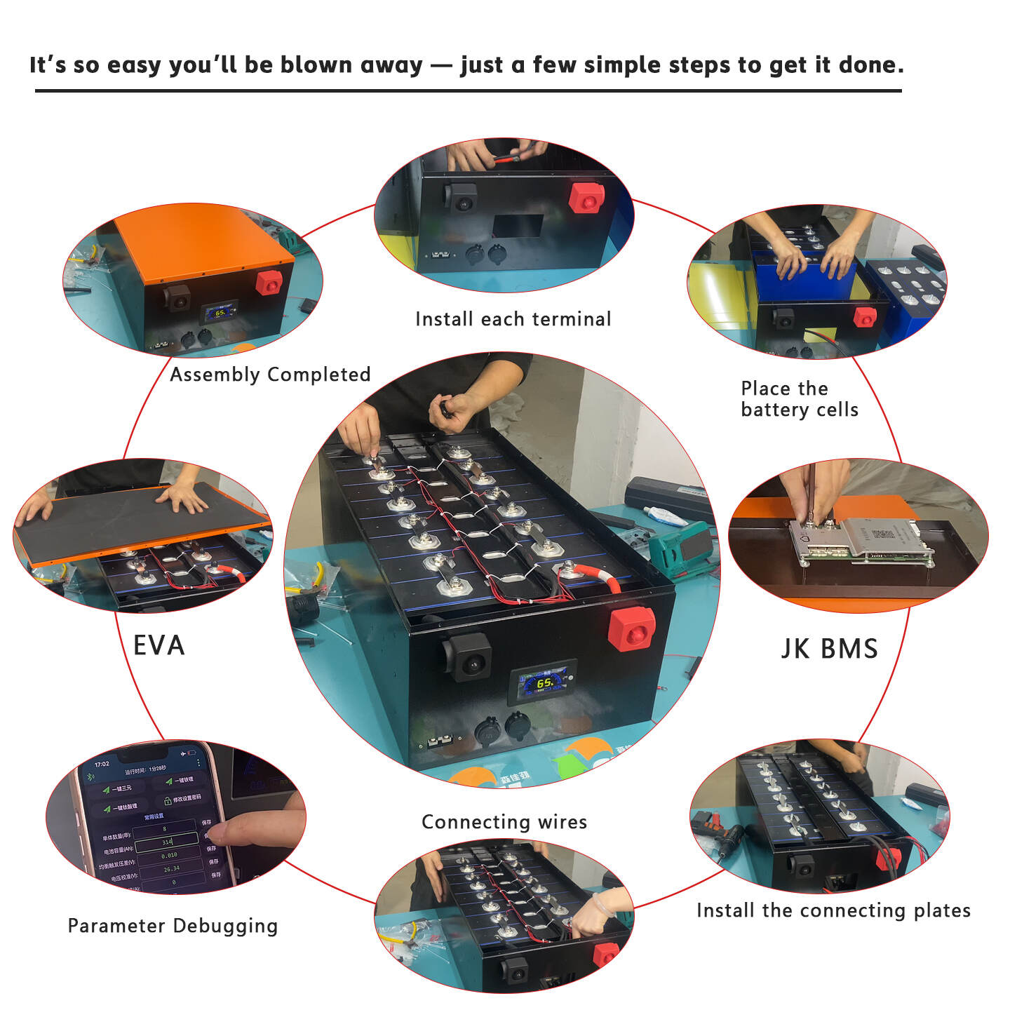 EVE 24V 628Ah DIY lifepo4 Battery Metal Box Kit for RV Modification
