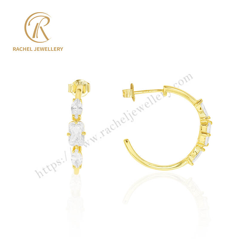 Tiny Gold CZ Hoop Earrings | 925 Sterling Silver