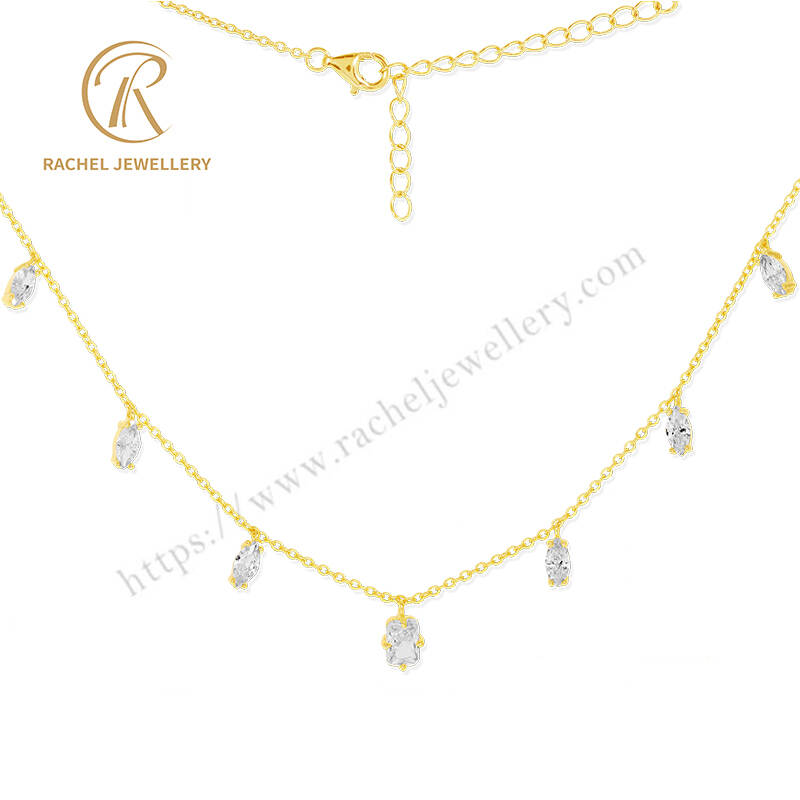 Gold Plated CZ Drop Necklace | 925 Sterling Silver