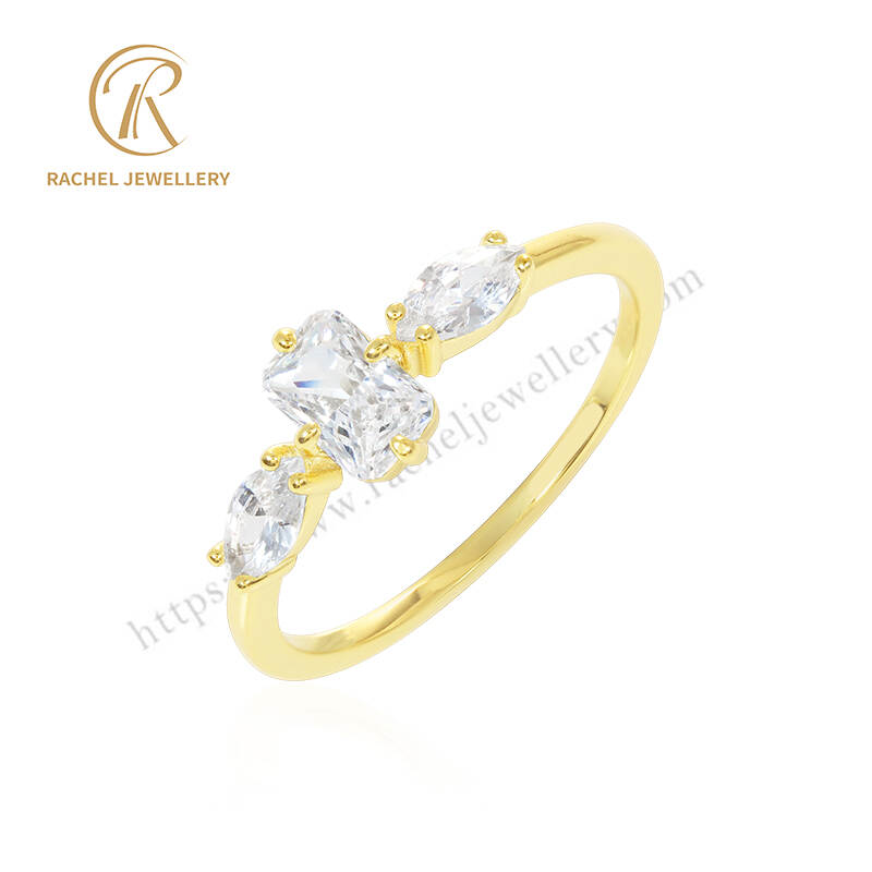Sparkling CZ Cluster Gold Plated 925 Silver Ring