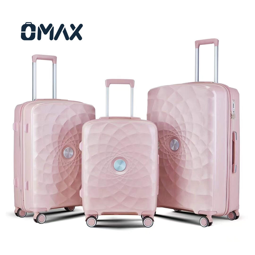 OMAX 20/24/28 Inch 3-Piece PP Luggage Set | TSA Lock & Universal Airplane Wheels | Rose Gold
