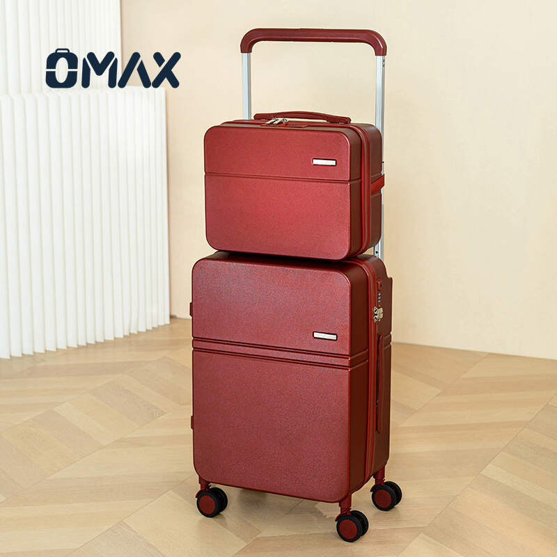 women's ergonomic handle luggage, luxury compact carry-on, cabin-ready spinner suitcase, ABS+PC travel companion, password-protected suitcase, multi-functional travel gear, weekend trip luggage, stylish boarding box, red carry-on luggage, versatile travel companion case
