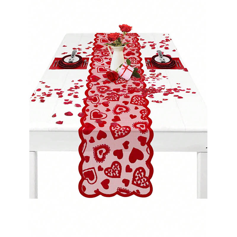 Valentine Red Heart Table Runner – Lace Table Decor Supplier China Exporter