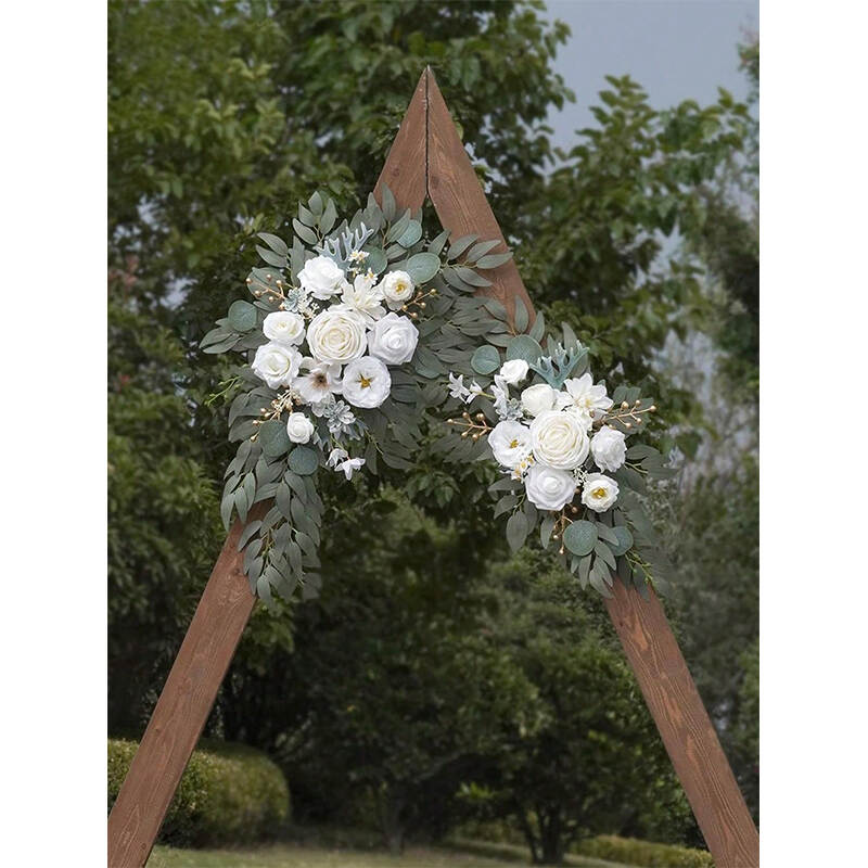 2PCS White Floral Swag Set – Artificial Wedding Decor with Greenery for Event or Retail