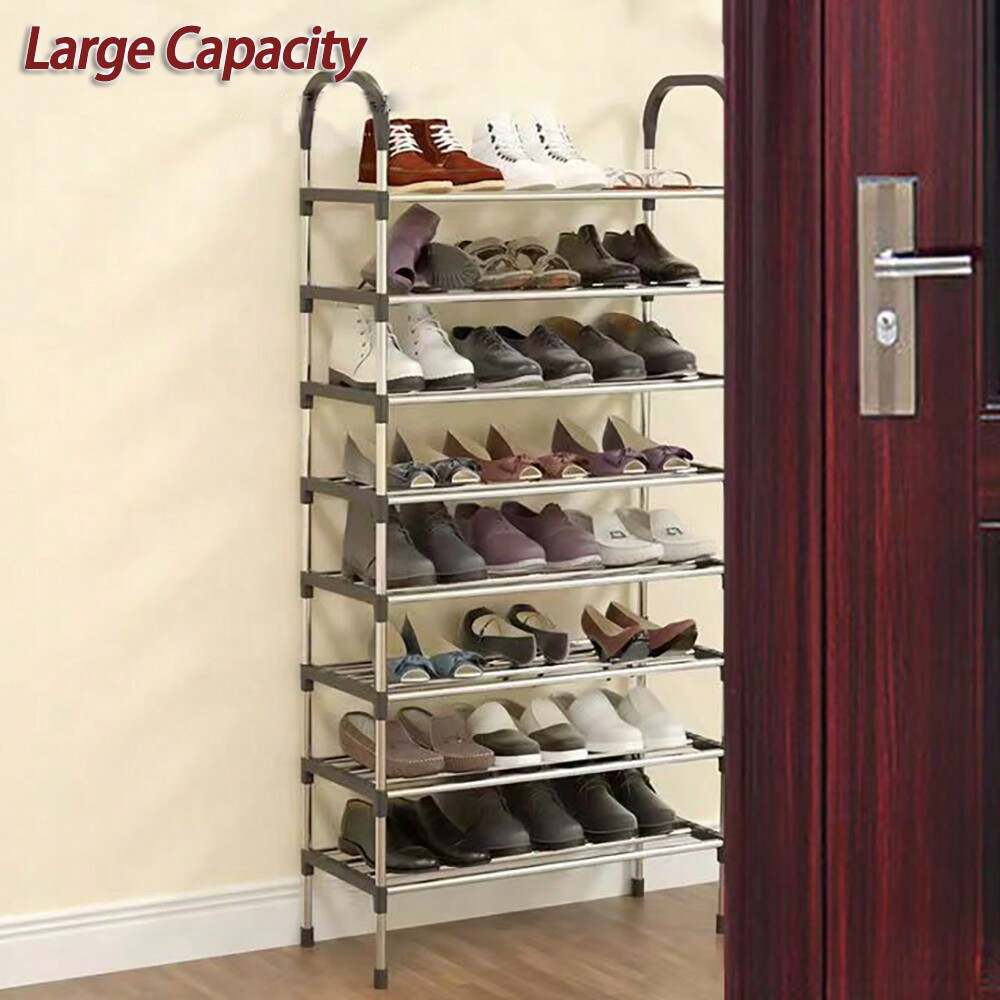 8-Tier Metal Shoe Rack – Factory Direct Bedroom Entryway Shoe Storage Organizer Shelf