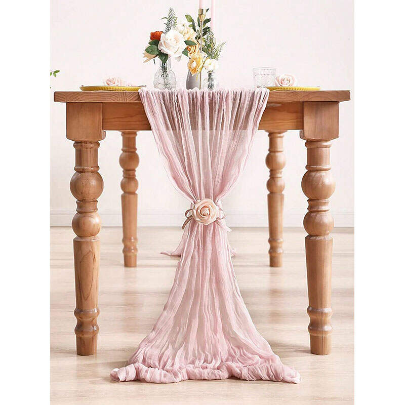 Light Pink Gauze Table Runners | Wedding Party Decoration OEM | Wholesale China Supplier