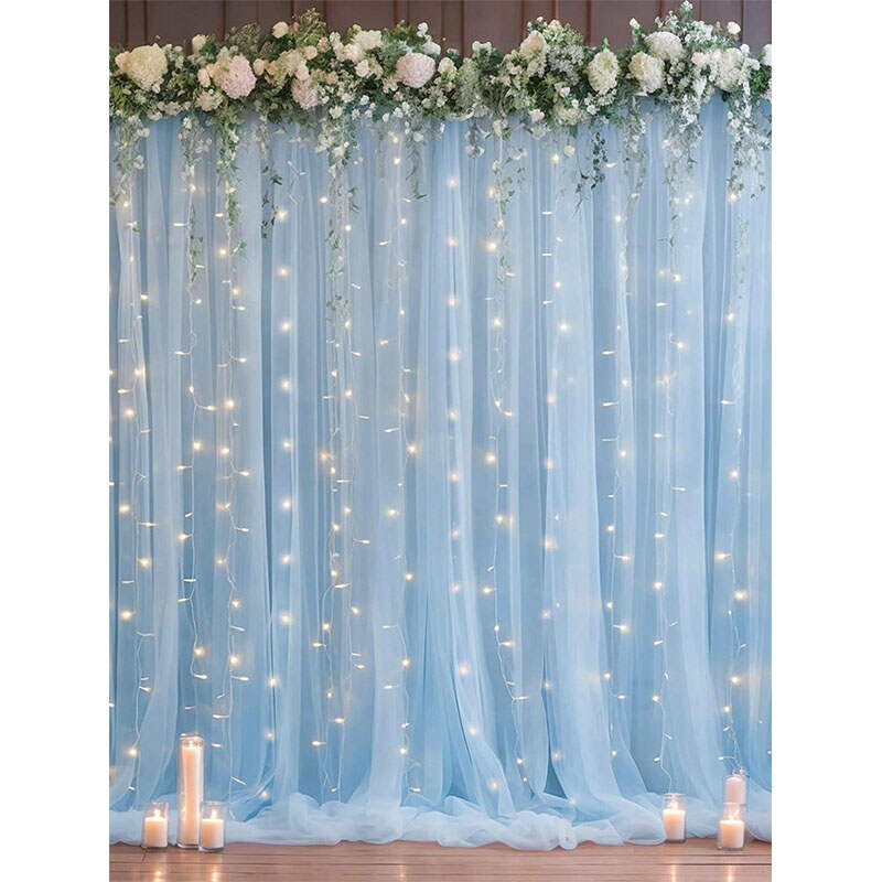 OEM Blue Curtain & Fairy Light Set | Party Background Decor Supplier from China