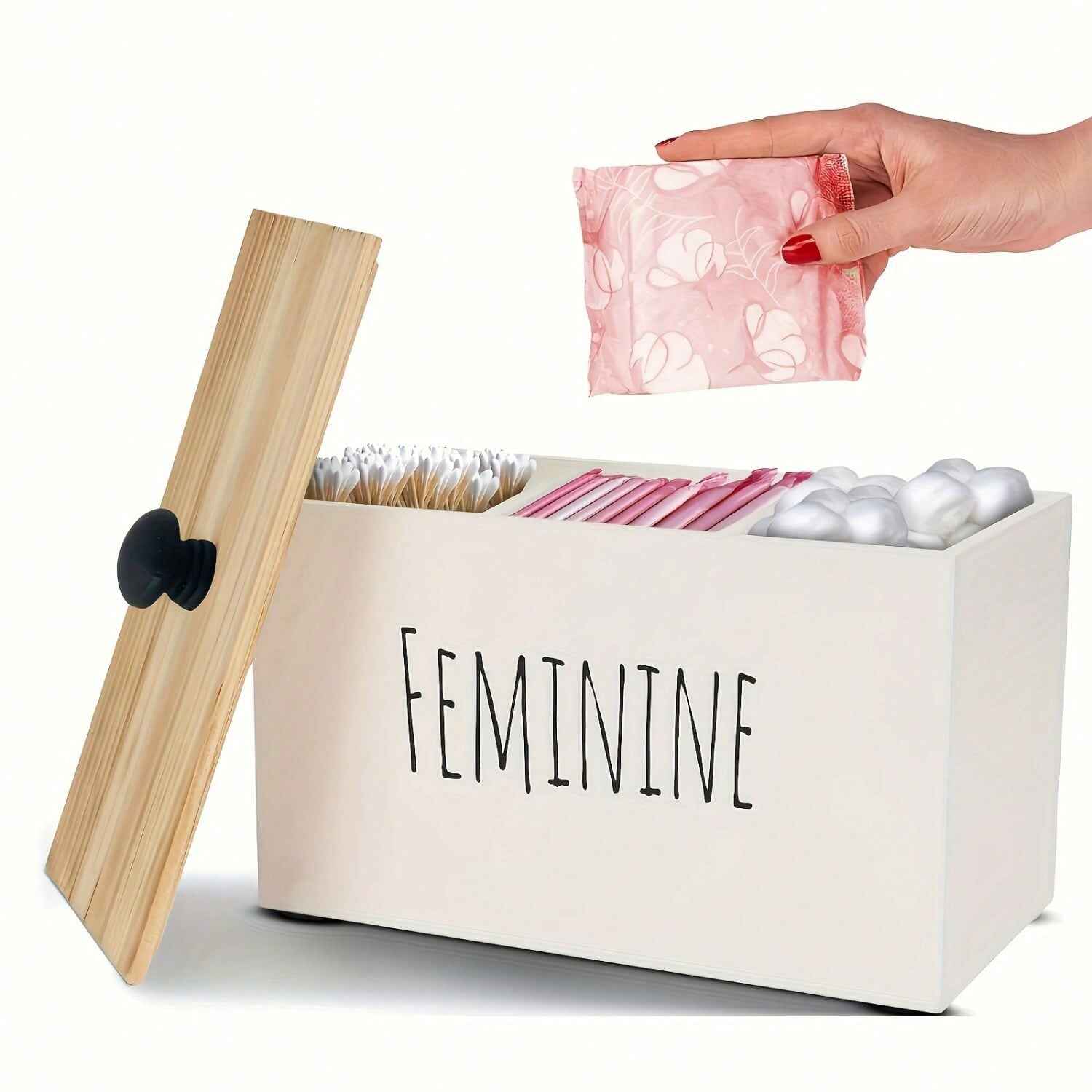 Rustic Wooden Tampon Box Manufacturer – Bathroom Organizer OEM China