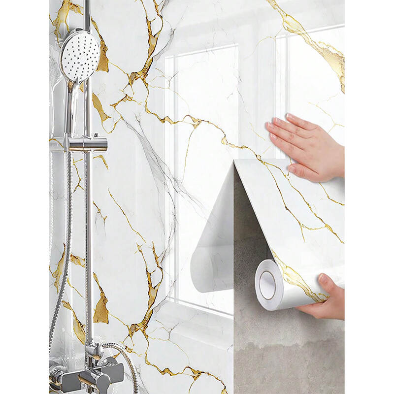 Waterproof Marble Wall Sticker Roll | Removable Bathroom Renovation Wallpaper OEM