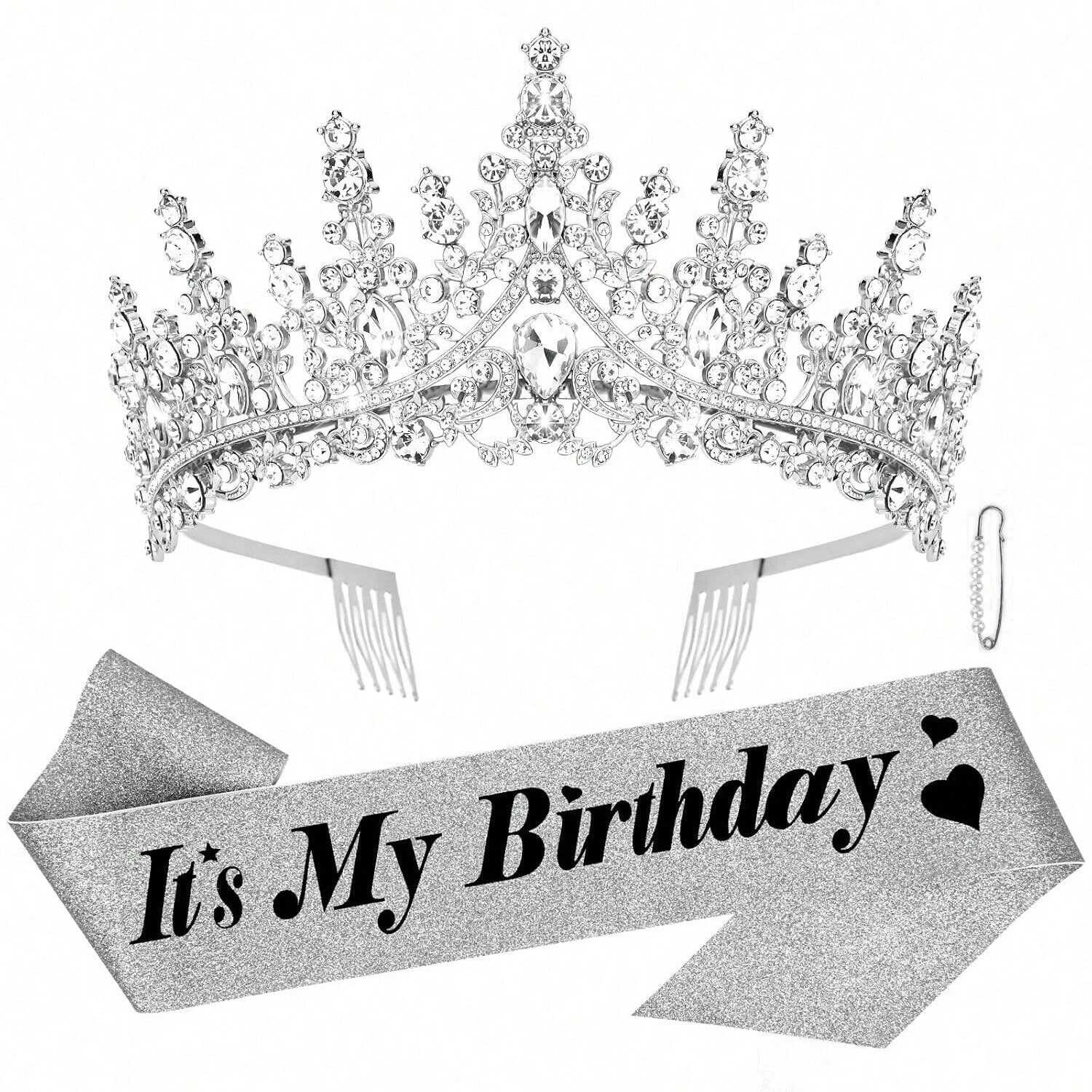 Silver Birthday Sash & Crown Set | Party Decoration Gift Supplier China