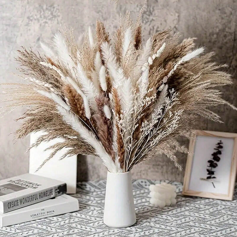 Artificial Reed & Rabbit Tail Flowers 50pcs | Decorative Home Floral Set OEM