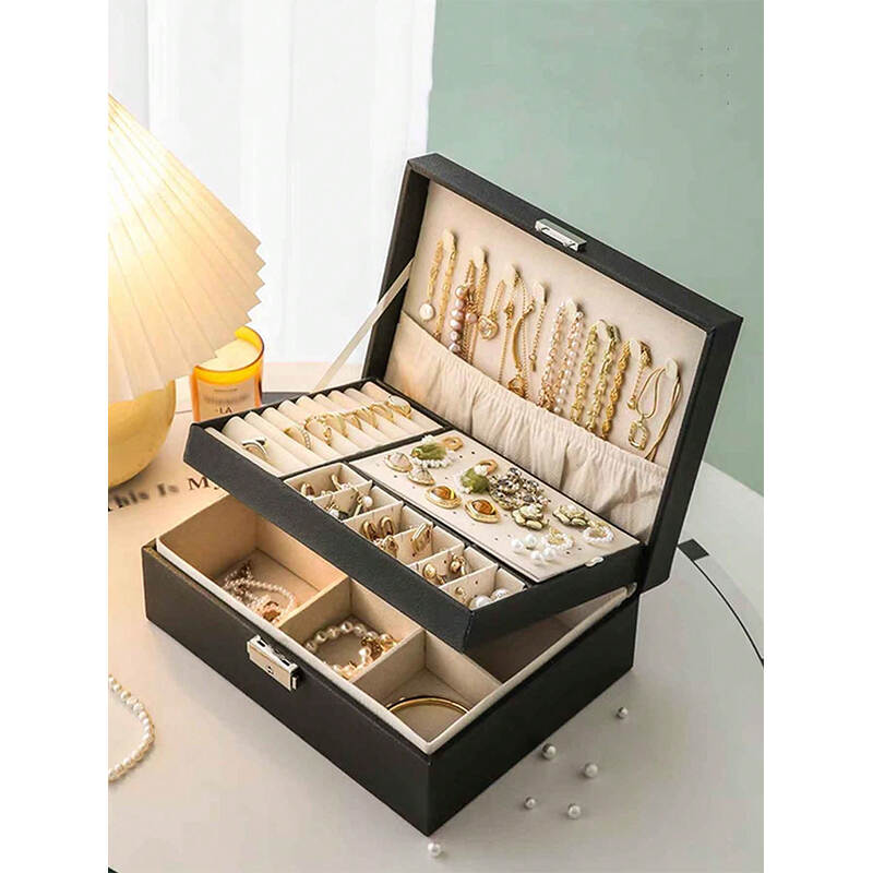 Double-Layer Jewelry Storage Box with Lock | Valentine Gift Manufacturer | Private Label Exporter