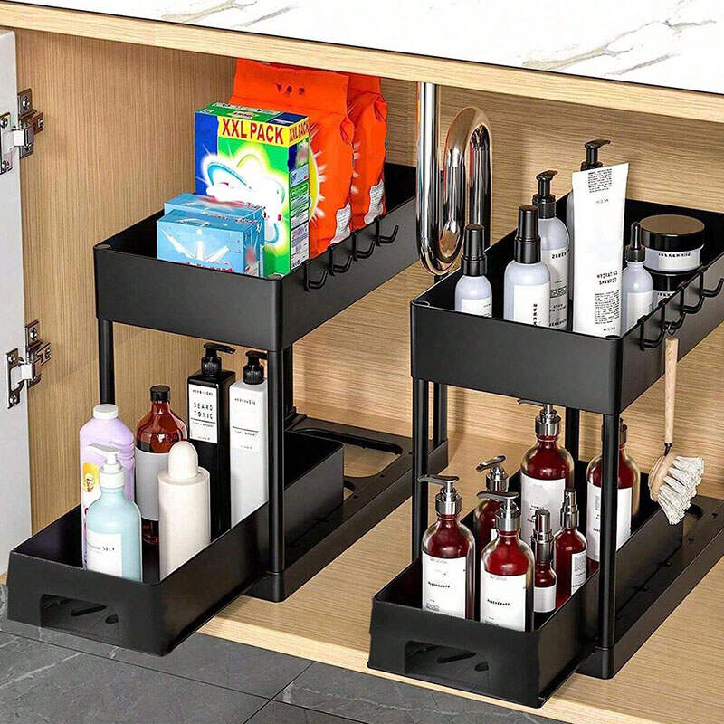 Under Sink Storage Organizer OEM | 2 Tier Pull-Out Shelf Factory Supplier