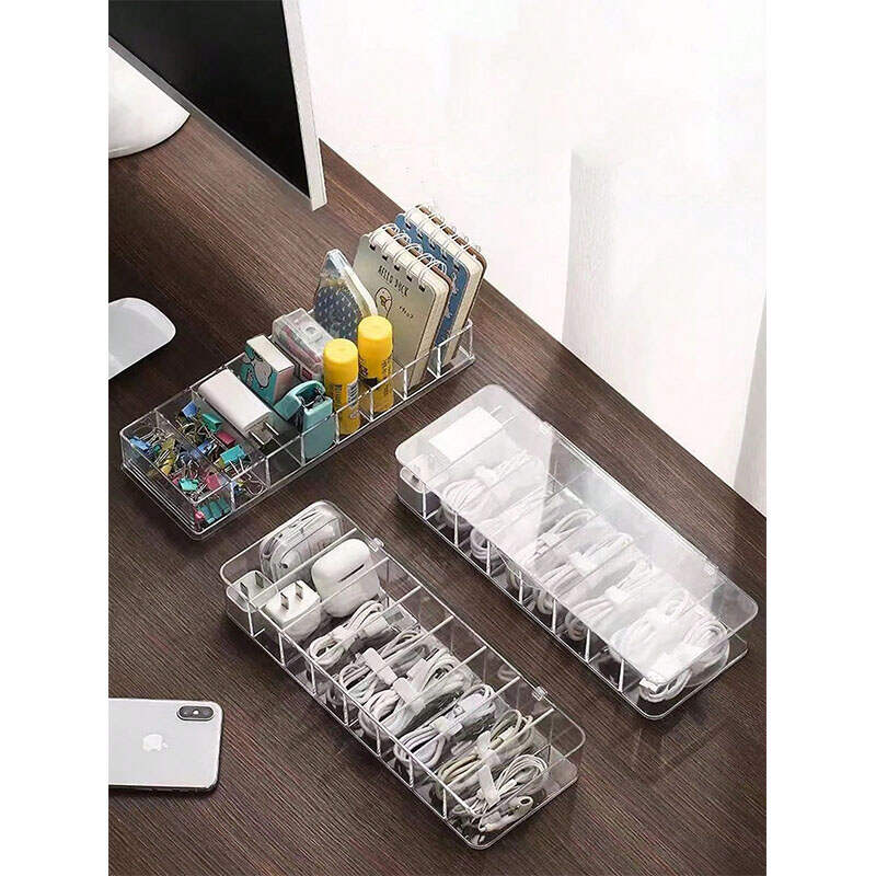 Desktop Cable Organizer Bag OEM | Transparent Compartment Box Supplier