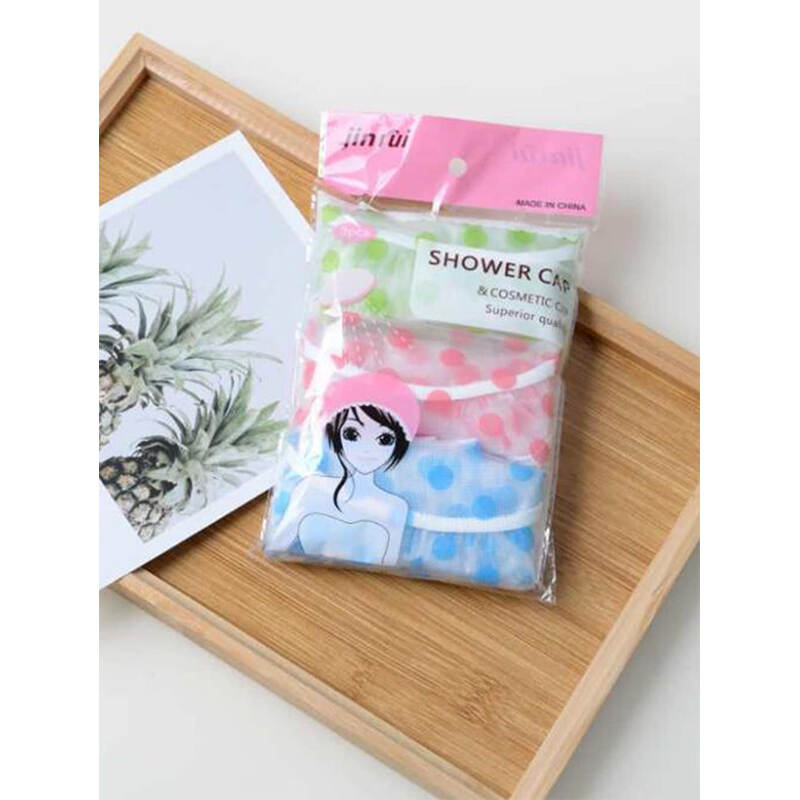 3pcs Polka Dot Shower Cap Set | Colorful Bath Cap Wholesale Bathroom Accessories