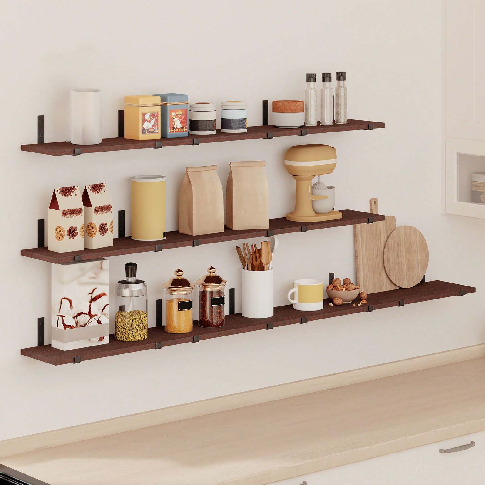 Floating Wall Shelves 5/8/10pcs | Farmhouse Decor Rack OEM Supplier 15.8in Size