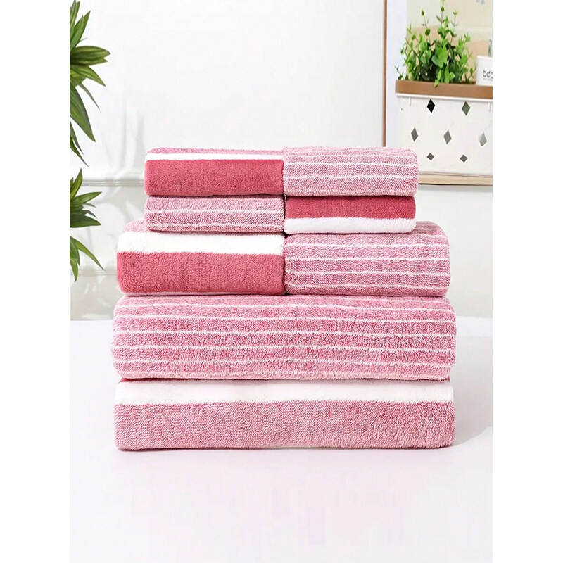 Stripe Pattern Bathroom Towels Set | Absorbent Towel OEM Supplier for Spa, Home & Hotel
