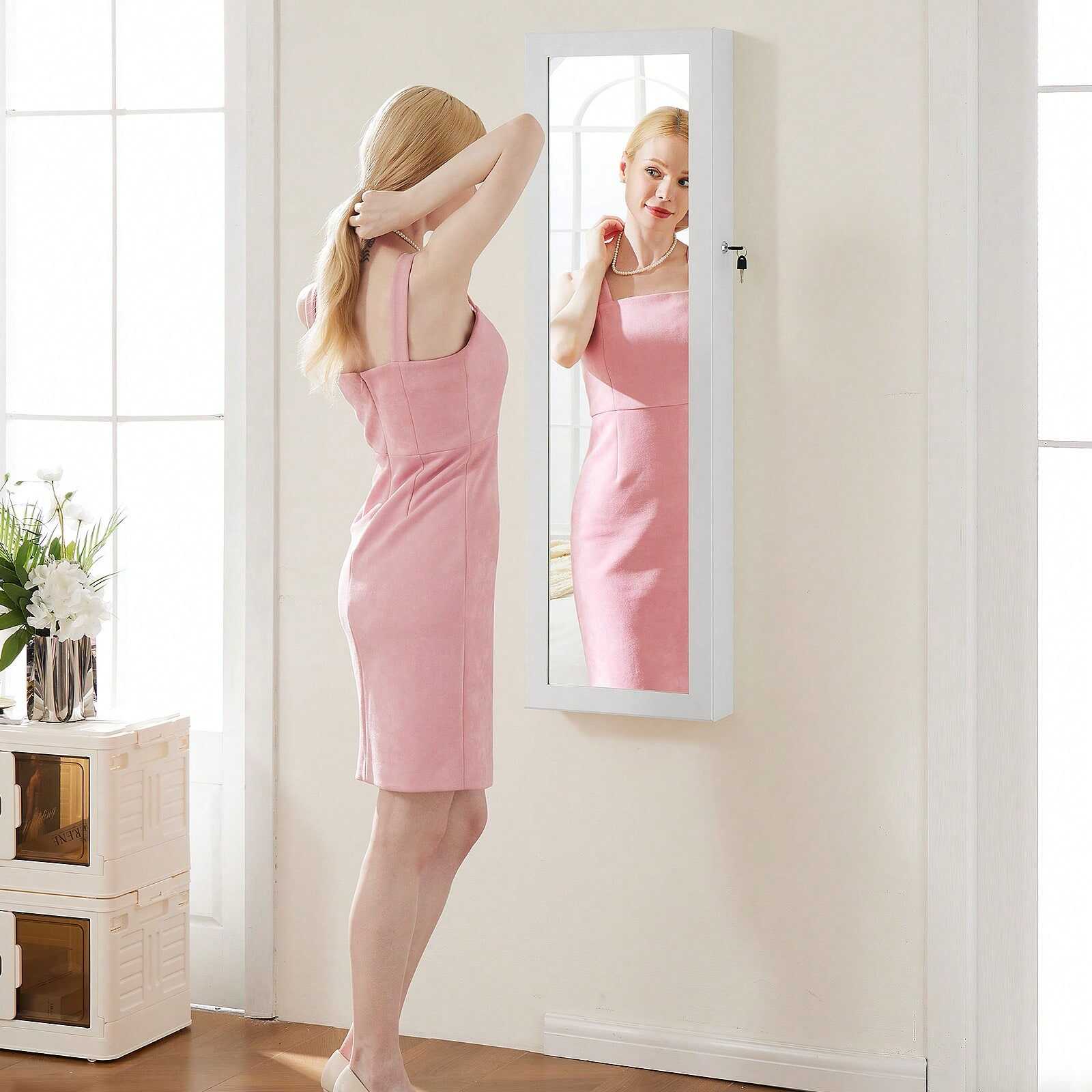 Mirror Jewelry Cabinet Supplier | Wall-Mount Lockable Armoire Factory with Makeup Mirror