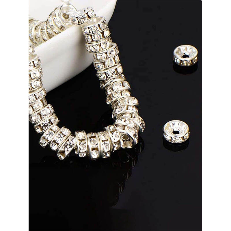 DIY Glass Glitter Bracelet Supplier | Wholesale 100pcs Silver Beads Bracelets for Crafts
