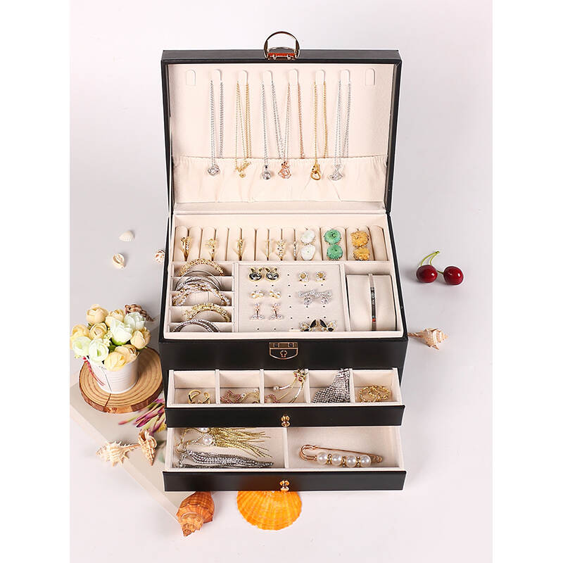 3-Layer Jewelry Box with Lock | Wholesale Jewelry Organizer Supplier for Rings & Necklaces