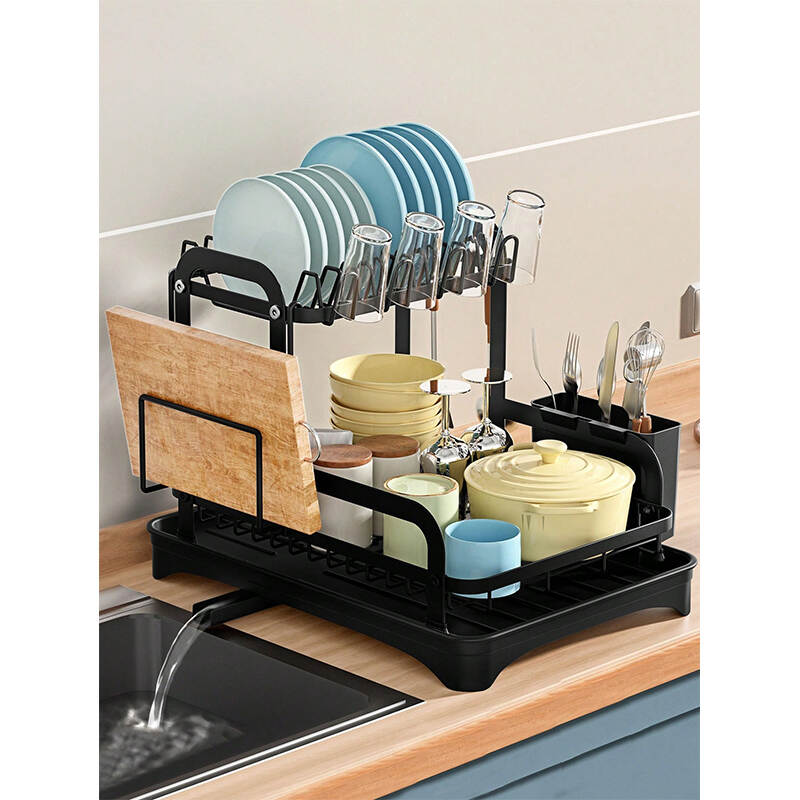 Kitchen Sink Dish Drainer Rack | Black Cutlery Organizer Manufacturer OEM in China