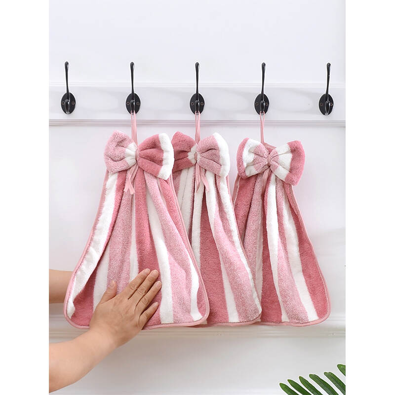 Striped Bow Decor Washcloth | Bathroom Towel Supplier Bulk Exporter from China