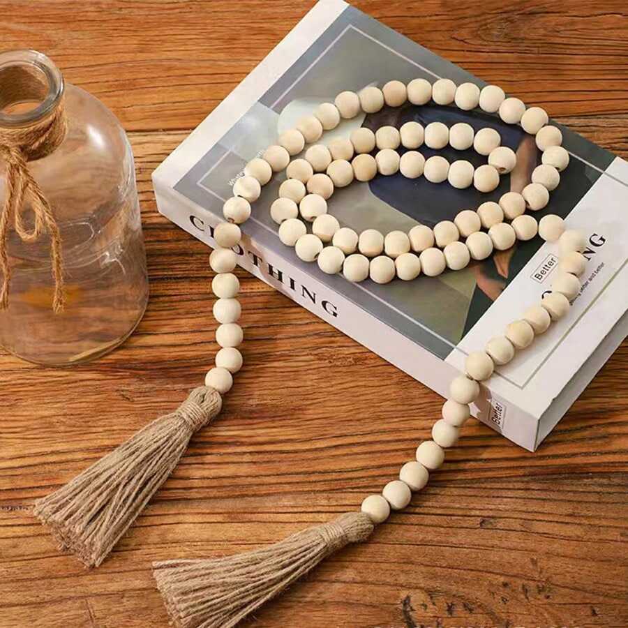 Natural Wood Bead Tassel Rope OEM Factory | Yiwu Agent China Handmade Home Decor Exporter
