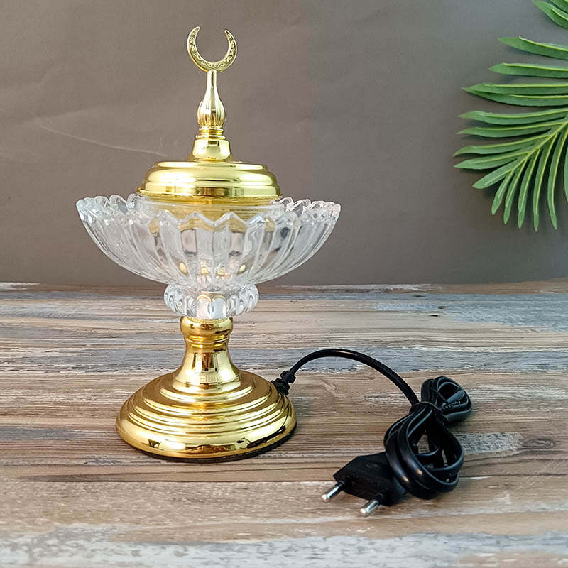 Purchase Eid golden Transparent glass electric aromatherapy  burner for yoga &festible