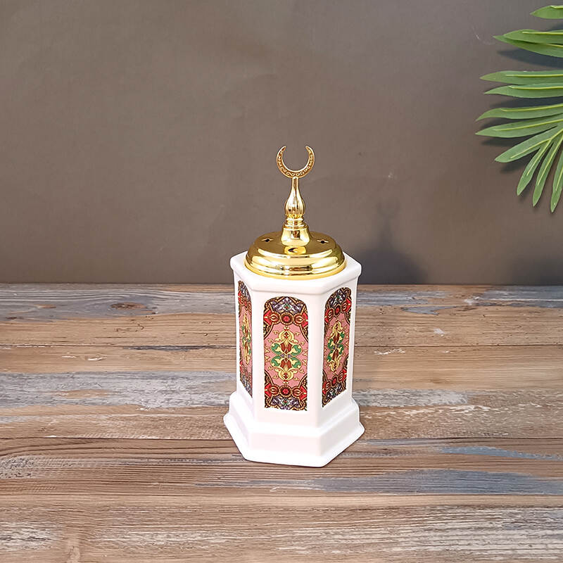 High quality white premium feel gold plated hexagonal incense burner for home decoration