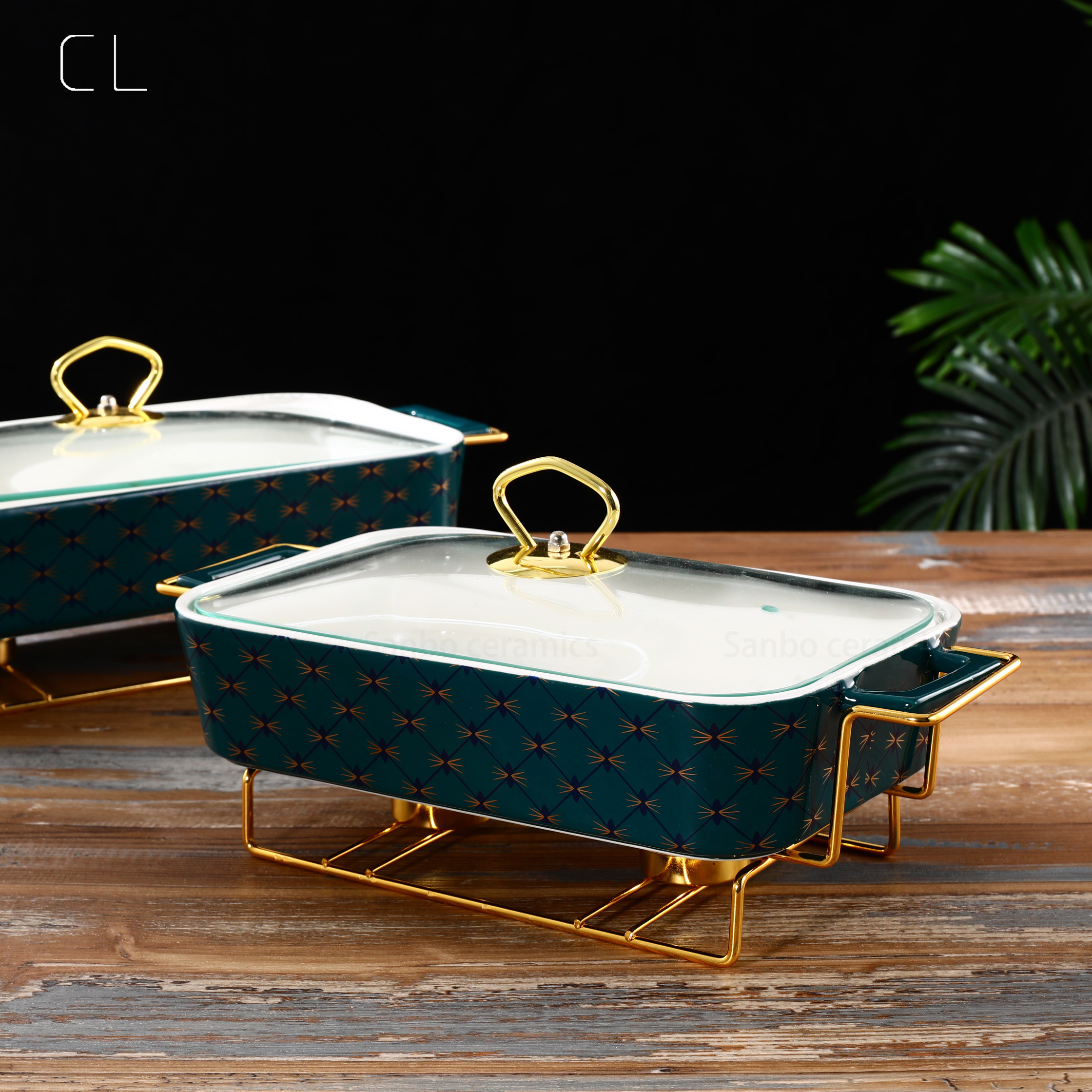 Nordic style Retro heating backing tray patterned clay pot and vegetable basin  tableware for party