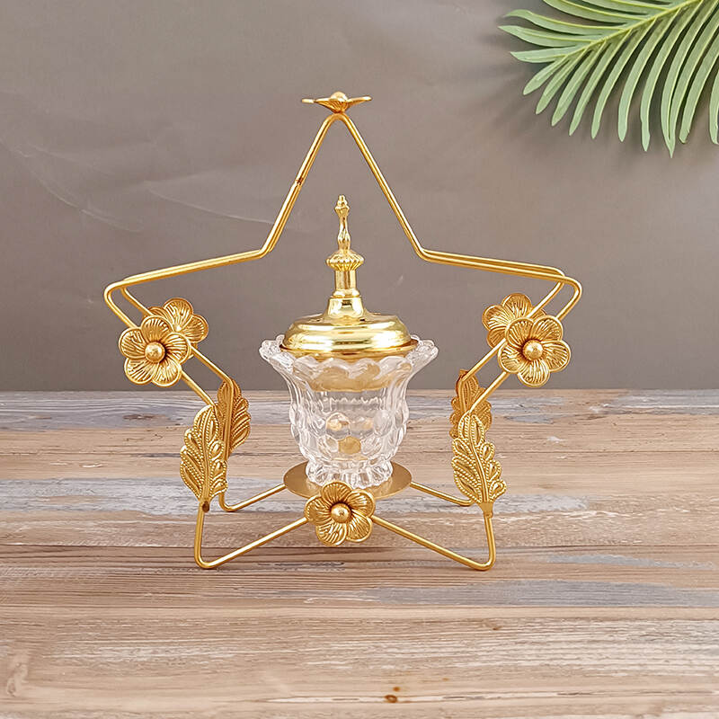 New design Arab Gold pating five pointed star style candle holder Eid decoration
