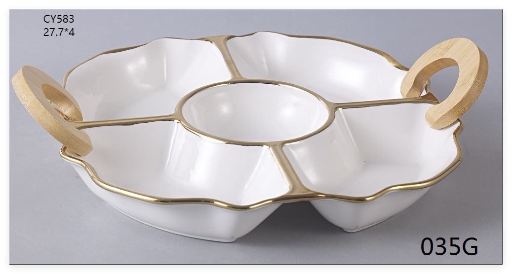 Dried Fruit Fruit Plate Creative,multi-grid dinner plate,Ceramic Divided Dinner Plate