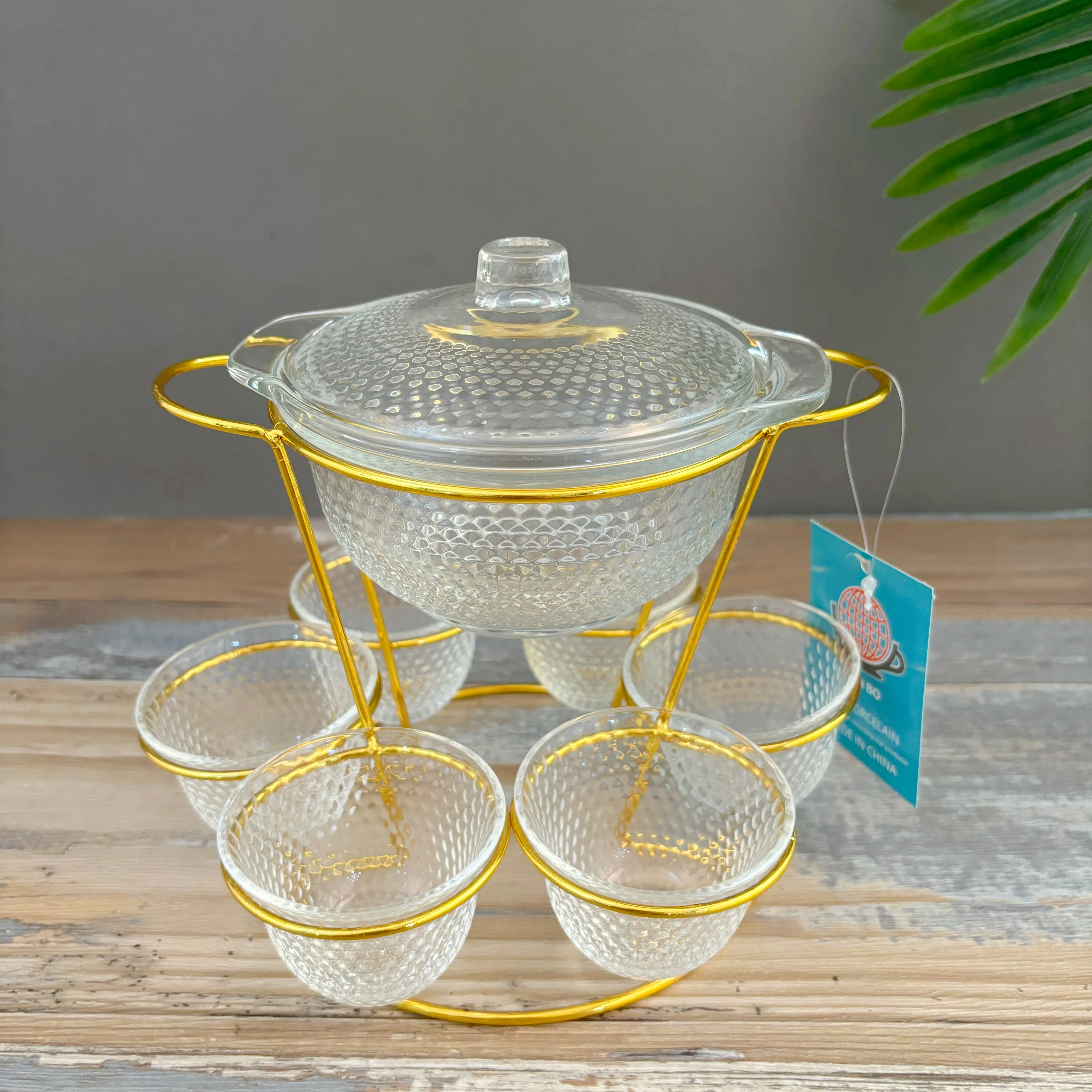 glass cup set with Holder,transparent coffee cup set,mug set with drain rack