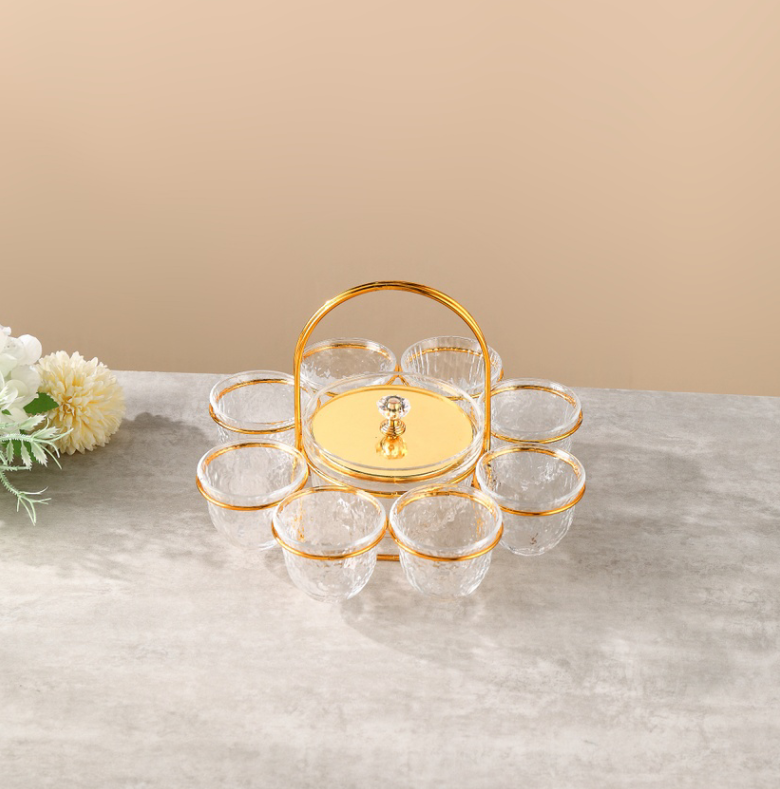 Wrought iron glass set, drinking glasses set,glass cup with design