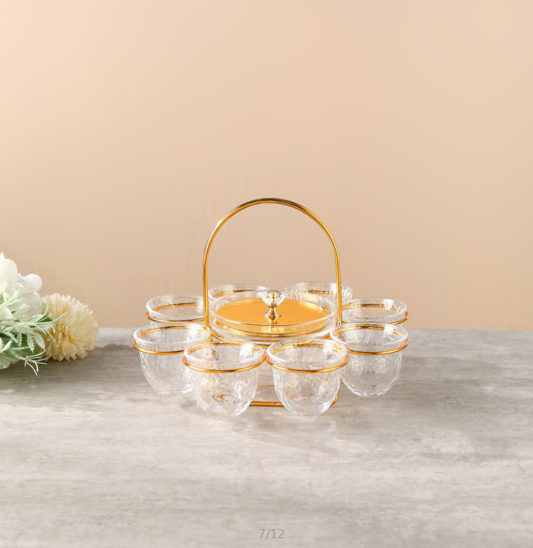 Wrought iron glass set, drinking glasses set,glass cup with design