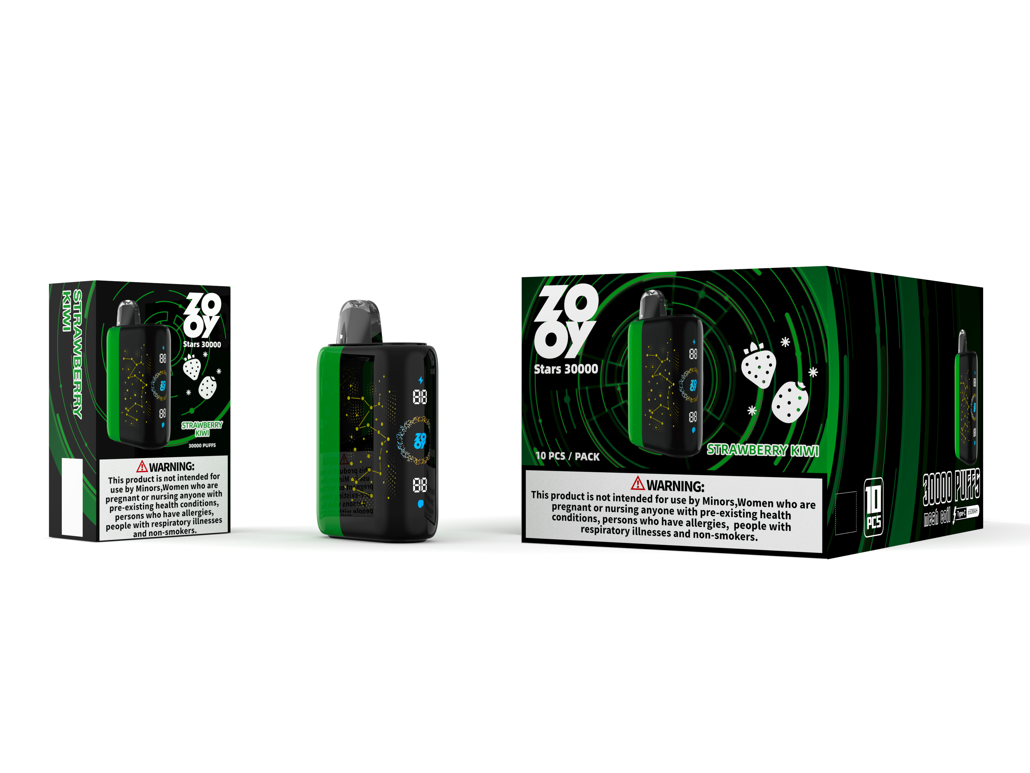 ZOOY Disposable Vape STARS 30000 Strawberry kiwi Packaging DE
