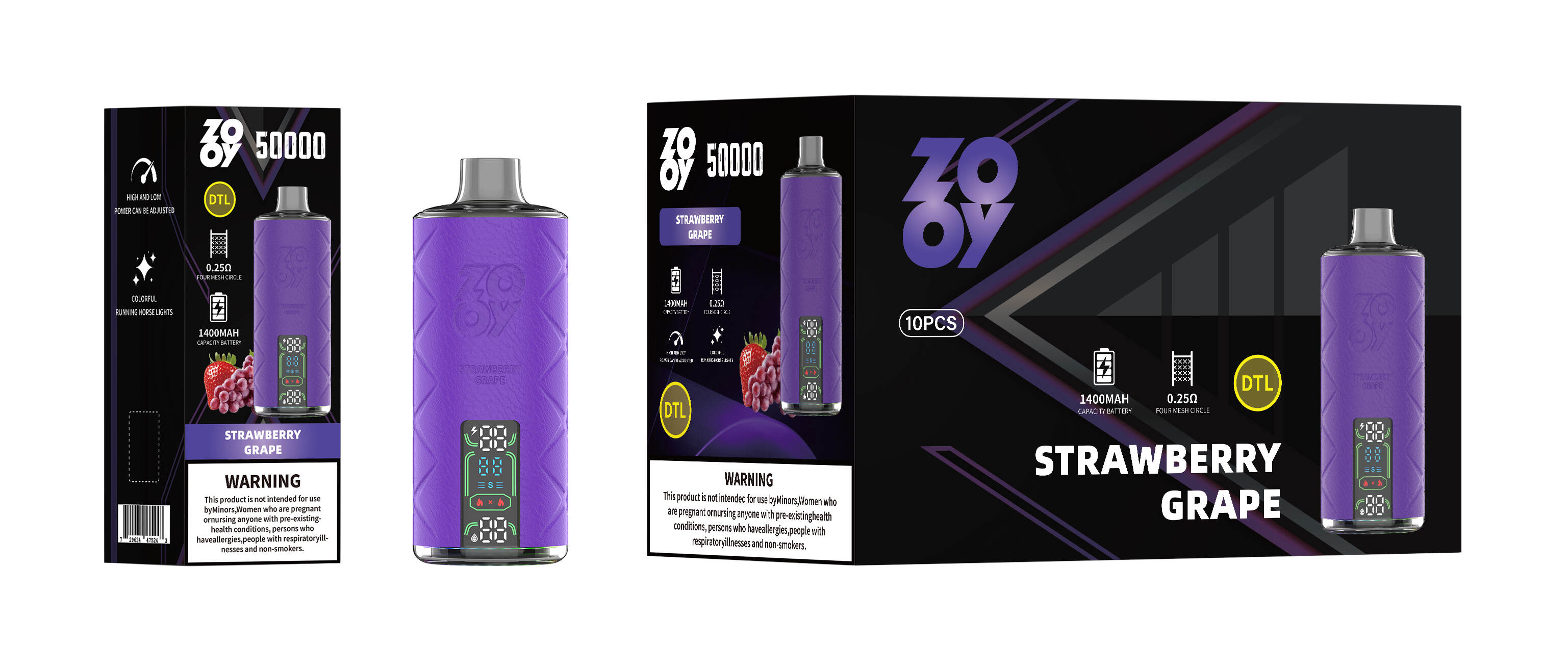 ZOOY → Disposable → SHISHA 50000 → Strawberry Grape Packaging → DE